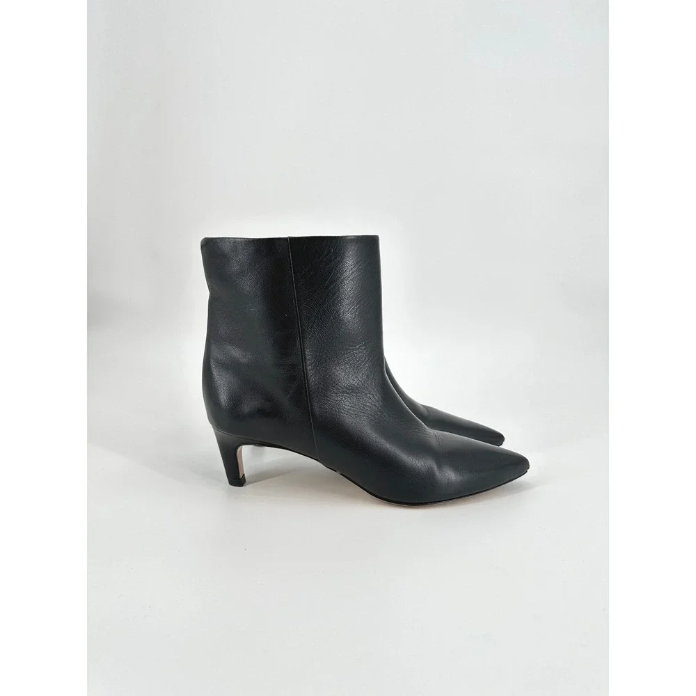 Everlane Studio Kitten Heel Bootie Black Italian Leather Pointed Toe Women's 7